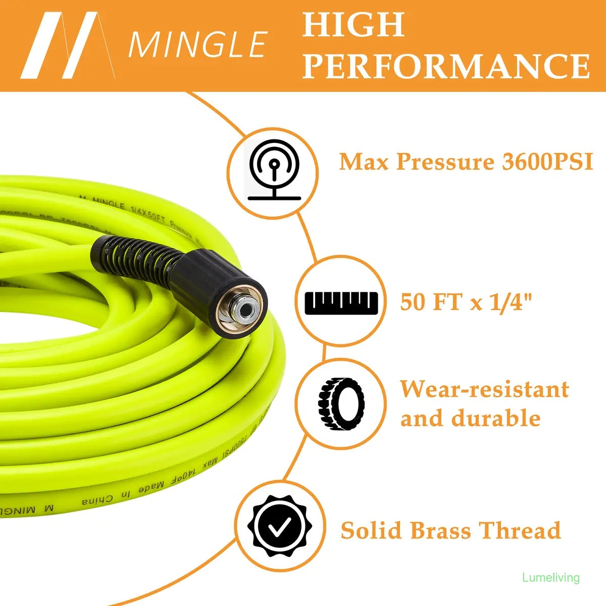 Pressure Washer Hose 50 FT x 1/4"