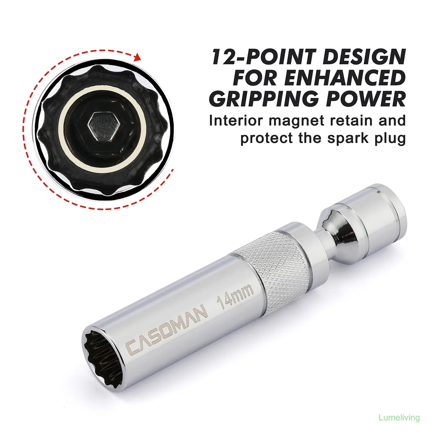 6PCS 3/8-Inch Drive Magnetic Swivel Spark Plug Socket Set